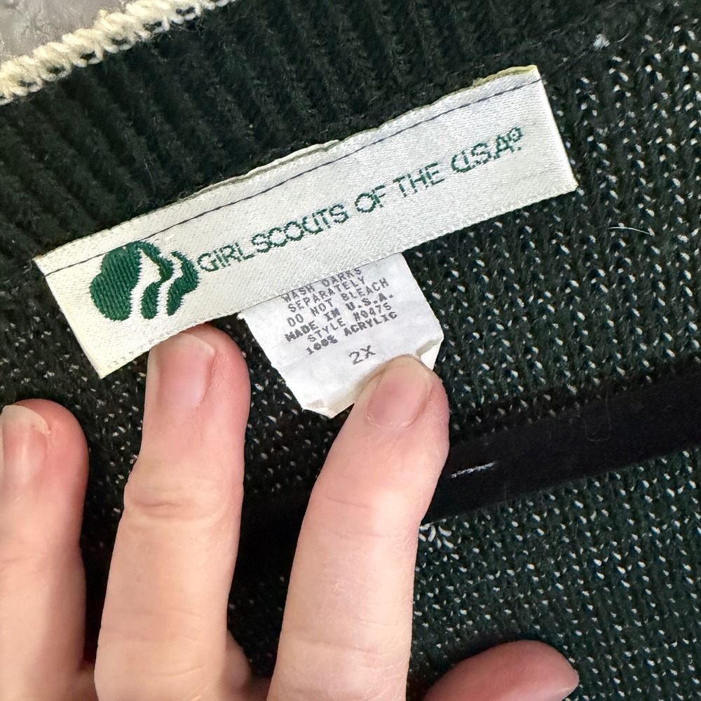 VTG Girls Scouts of the USA Sweater Womens 2X Green Oversized‎ Cozy Warm Grandma - Picture 4 of 8